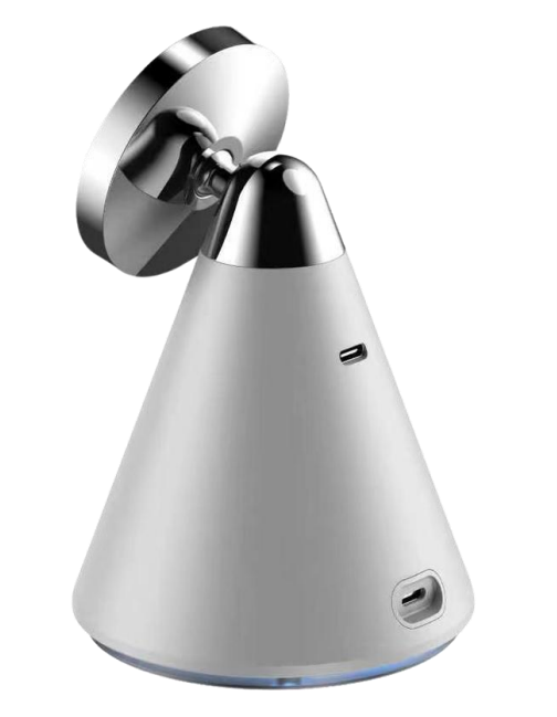 Cone wireless charging stand, silver finish