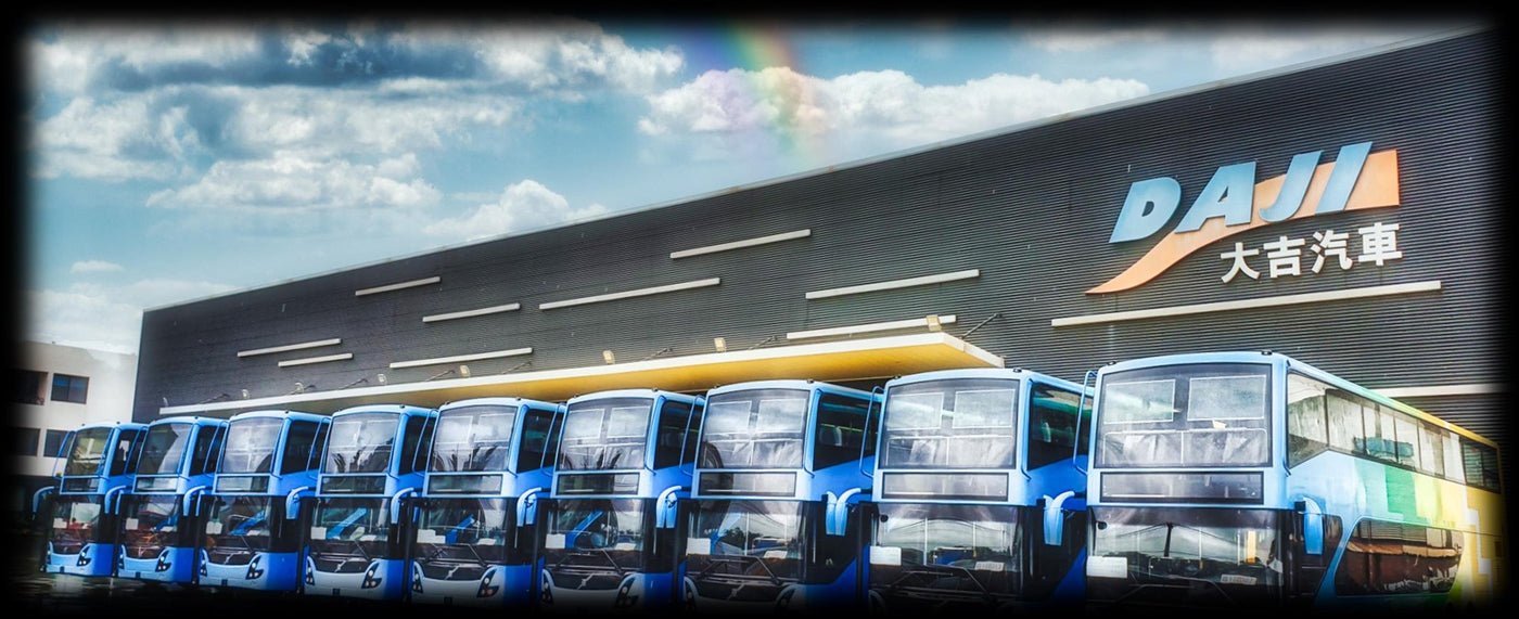 DAJI Motors bus body plant with completed coaches, Kaohsiung